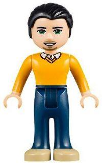 LEGO Minifigure-Luis, Dark Blue Trousers, Bright Light Orange Sweater-Friends-FRND092-Creative Brick Builders